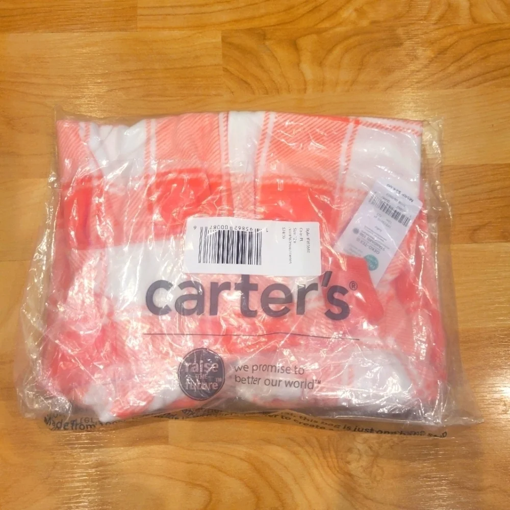Carter's Fleece hooded plaid jumpsuit size 12 months new
